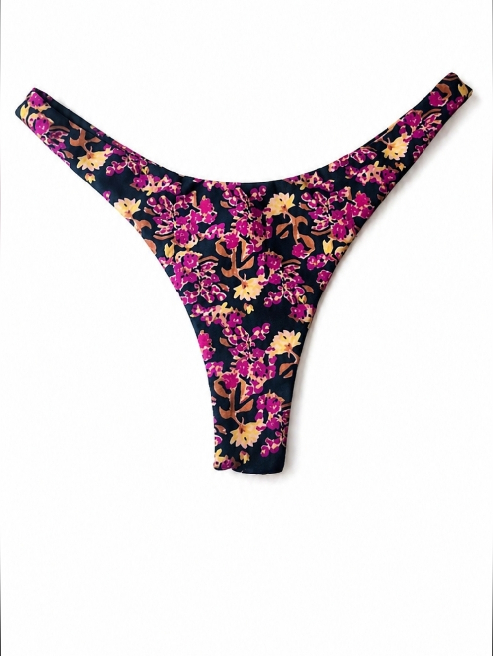 ViX Paula Hermanny Floral Bikini Bottoms Brazilian High Cut Teal Pink Size L